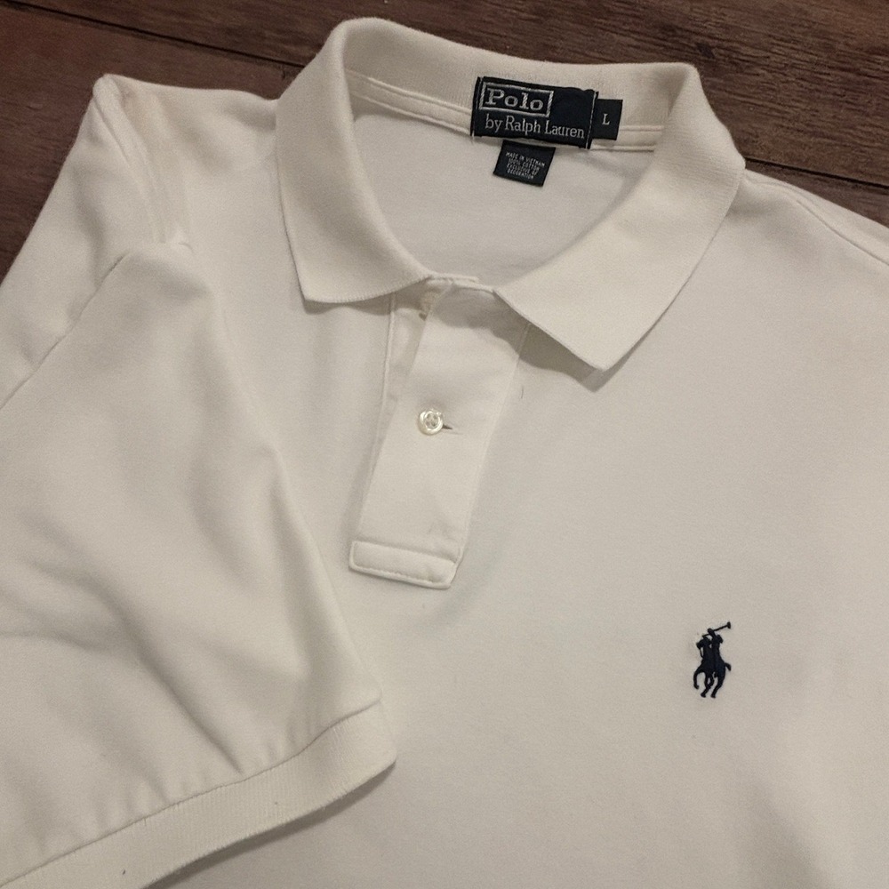 Polo Ralph Lauren Mens White Short Sleeve Cotton Pique Polo Shirt Large